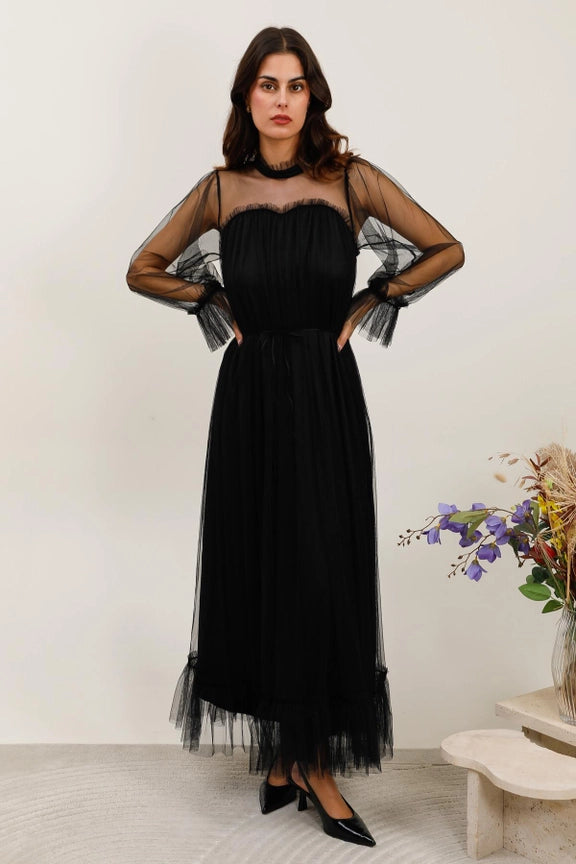 Iryna Long Tyllimekko Black