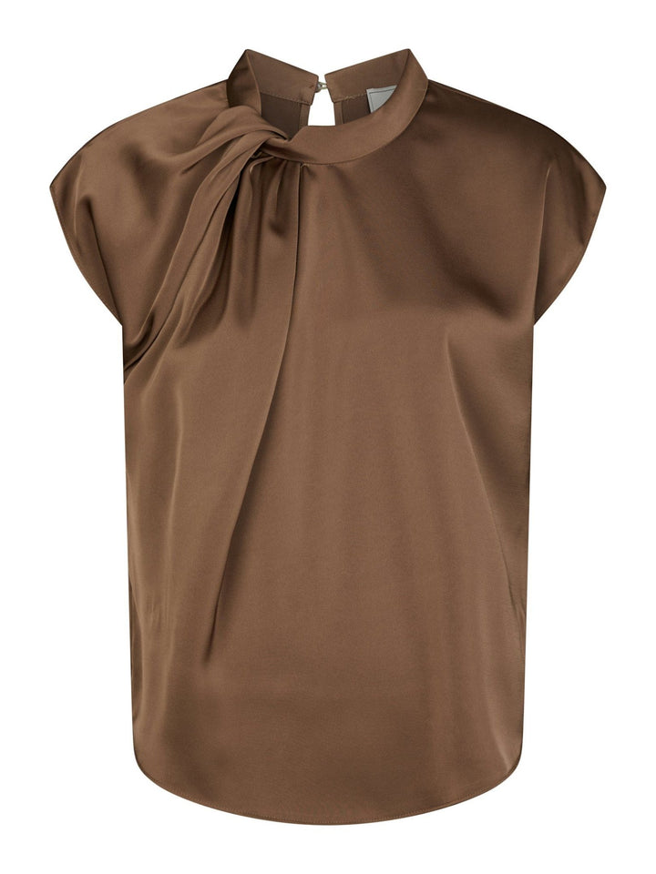Fleur Drapy Satin Toppi Dusty Brown - Neo Noir - My Milou