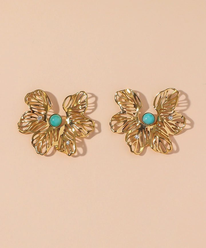 Floral Korvakorut Turquoise/Gold - My Milou - My Milou