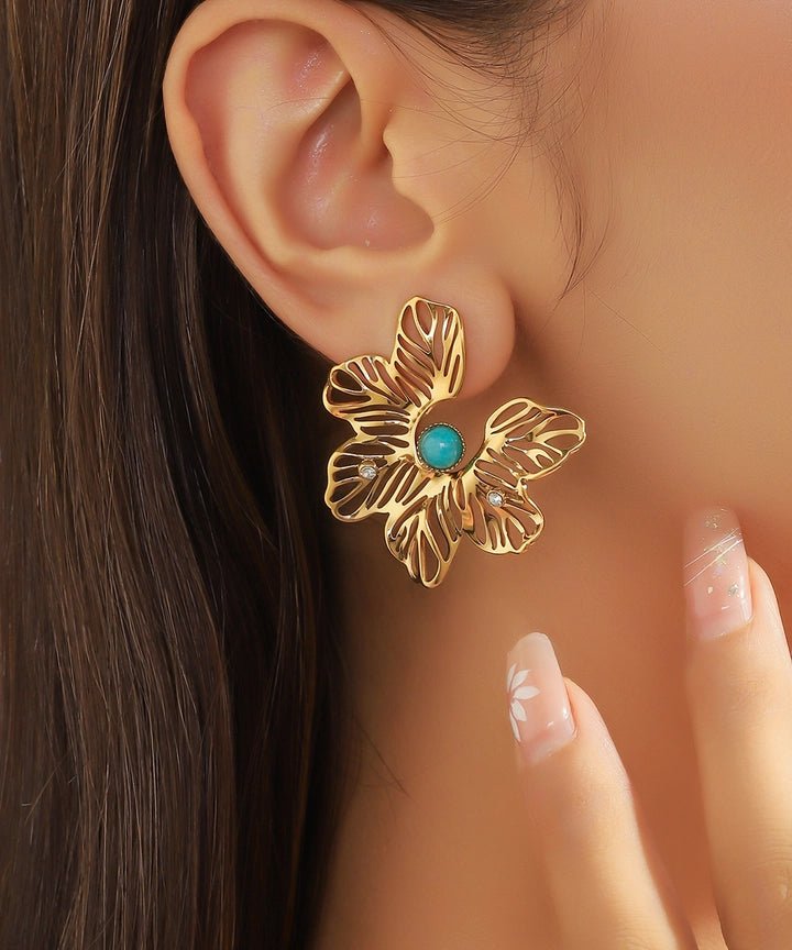 Floral Korvakorut Turquoise/Gold - My Milou - My Milou