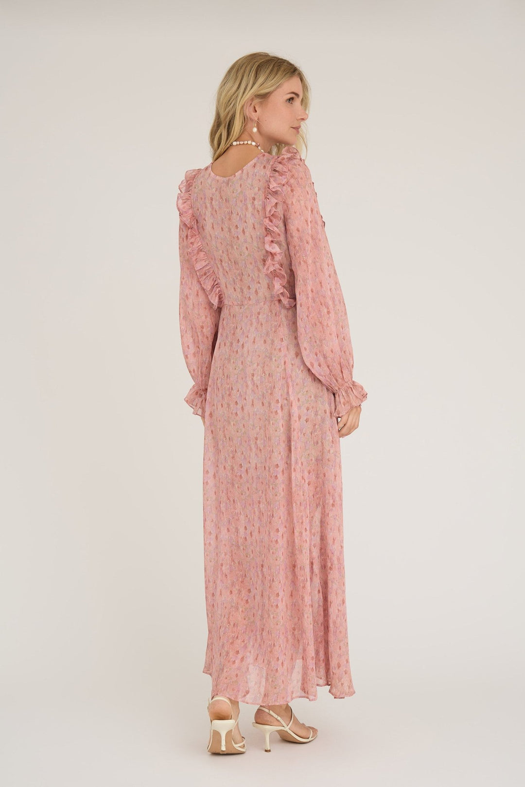 Flounce Ruffle Mekko Old Rose - A - VIEW - My Milou