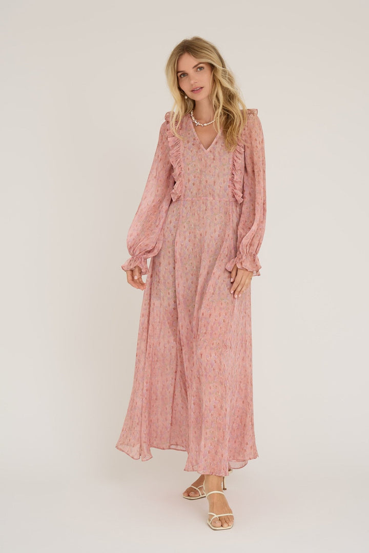 Flounce Ruffle Mekko Old Rose - A - VIEW - My Milou