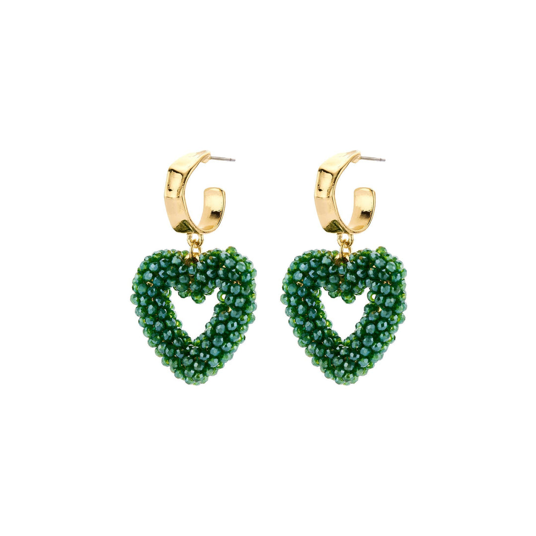 Gold Plated Heart Korvakorut Green - Sansira Jewelry - My Milou