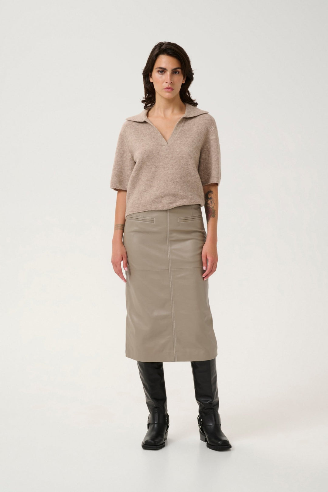 GZalpha SS Neulepusero Warm Sand Melange - Gestuz - My Milou