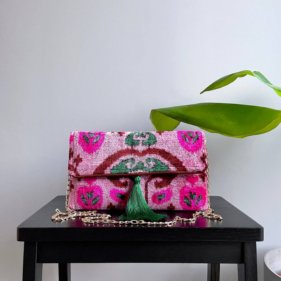 Ikat Clutch Laukku La Spezia Pink/Green - Mila∞Miro by Emelie - My Milou