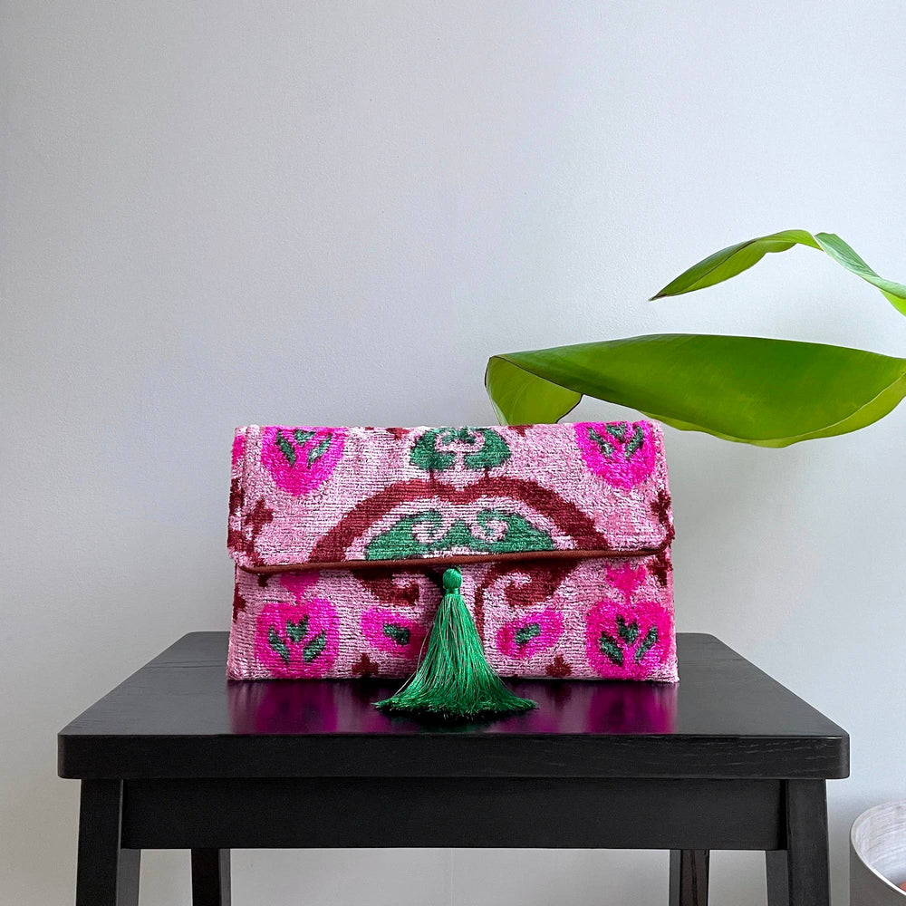 Ikat Clutch Laukku La Spezia Pink/Green - Mila∞Miro by Emelie - My Milou