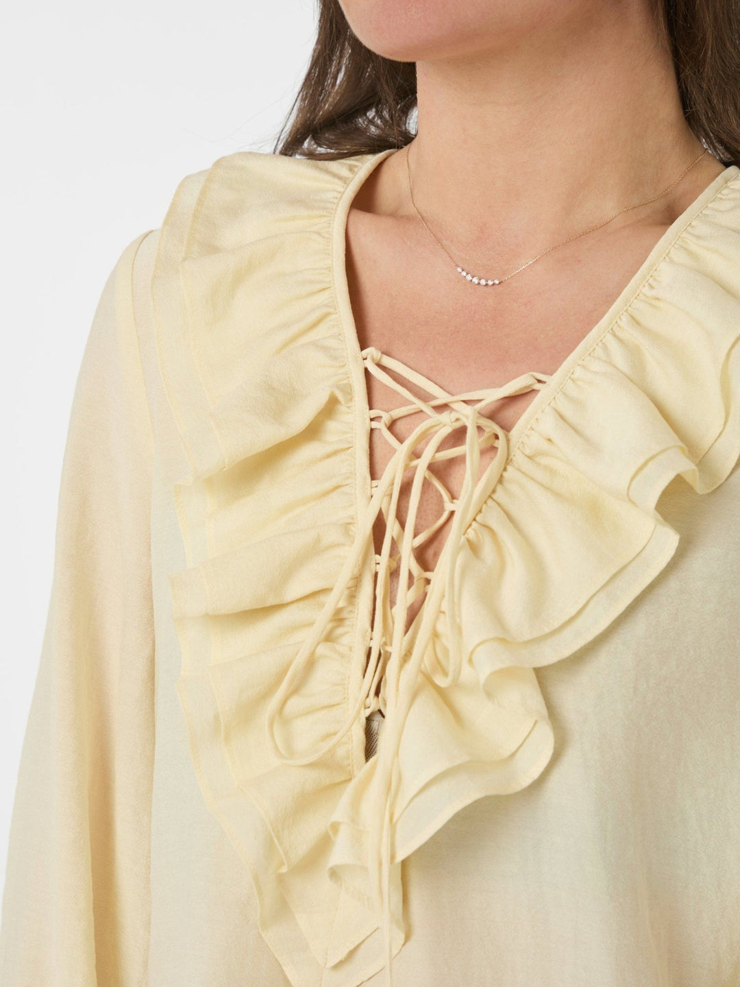 Katarina Crepe Ruffle Pusero Light Yellow - Neo Noir - My Milou