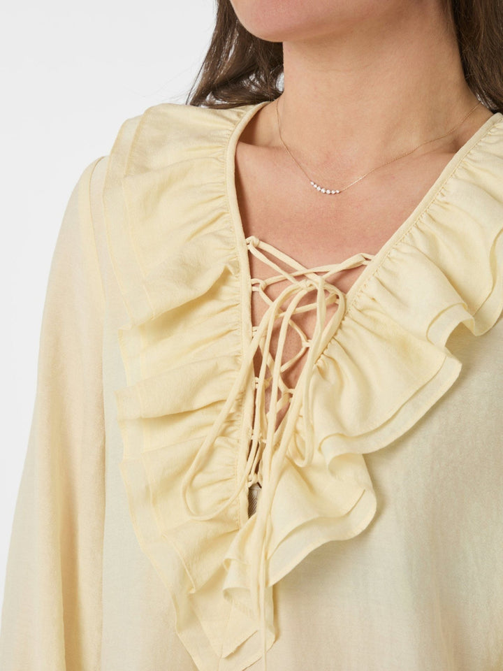 Katarina Crepe Ruffle Pusero Light Yellow - Neo Noir - My Milou