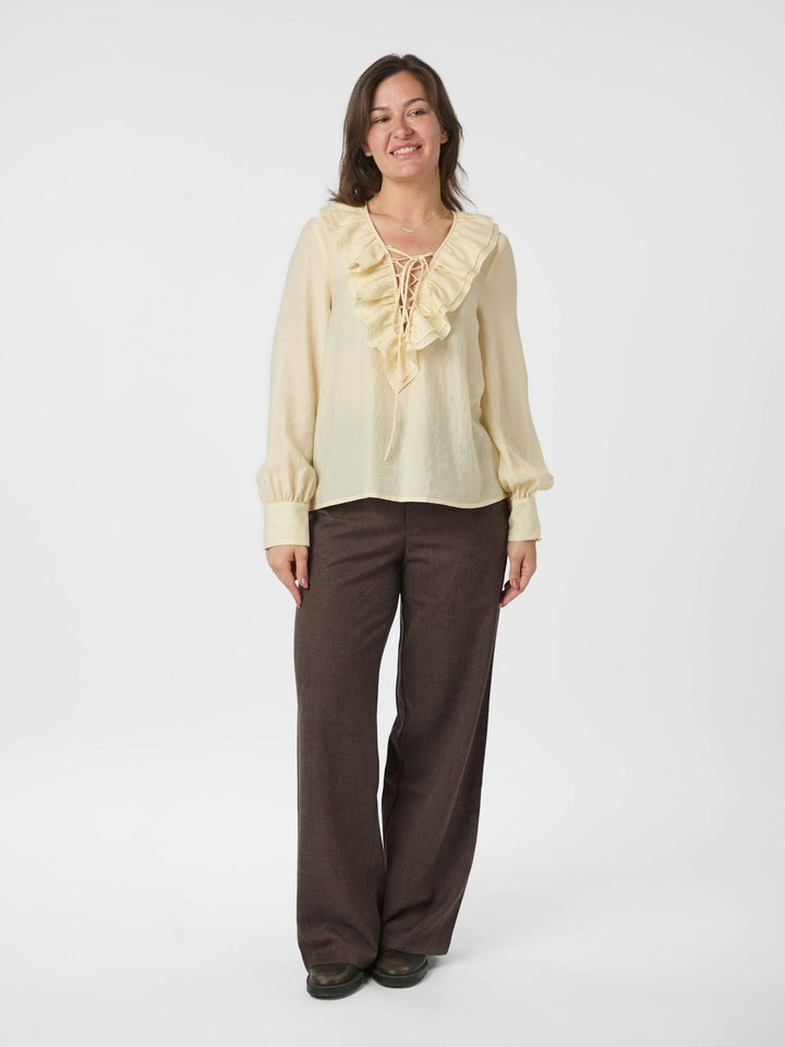 Katarina Crepe Ruffle Pusero Light Yellow - Neo Noir - My Milou