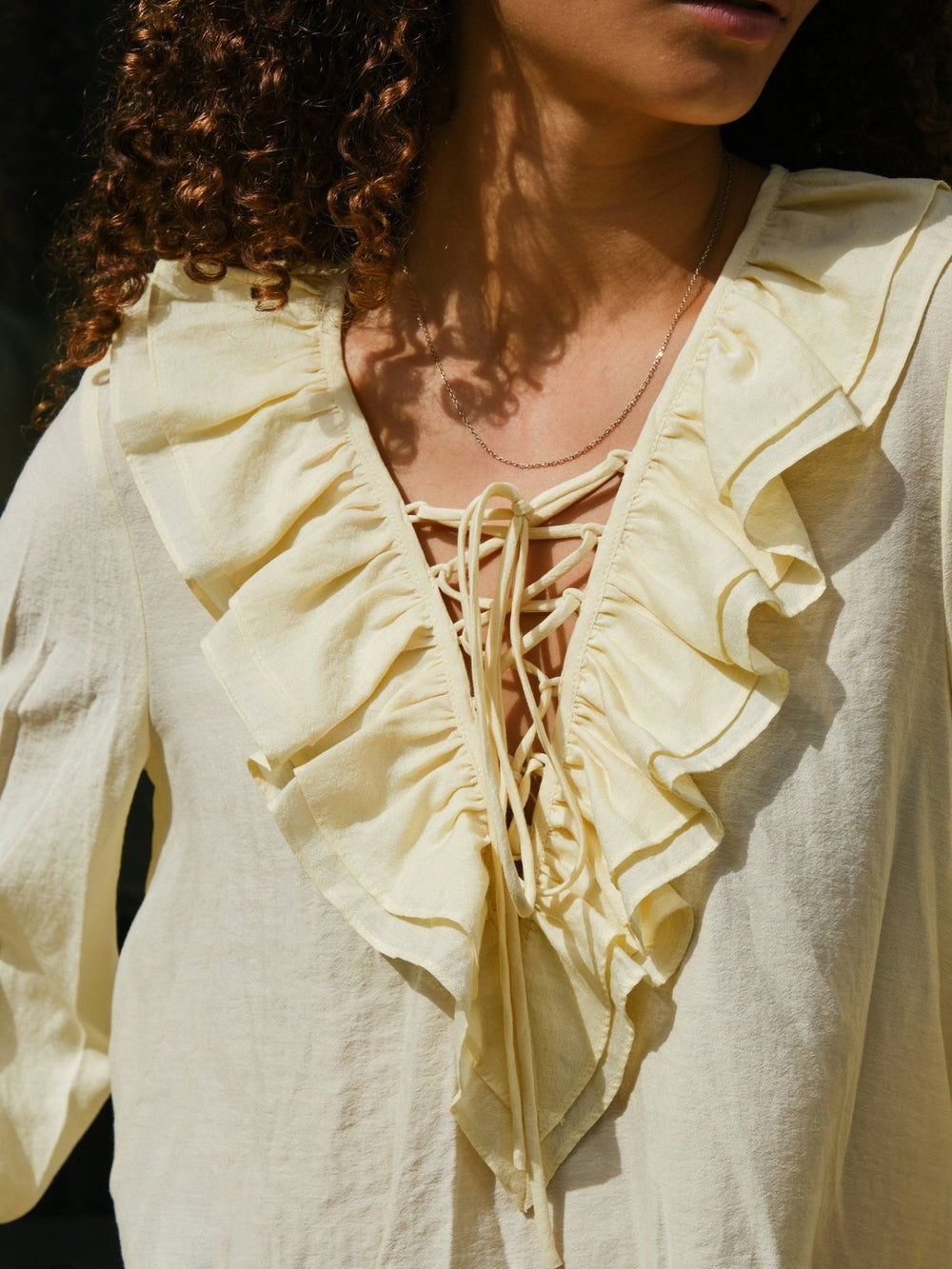 Katarina Crepe Ruffle Pusero Light Yellow - Neo Noir - My Milou
