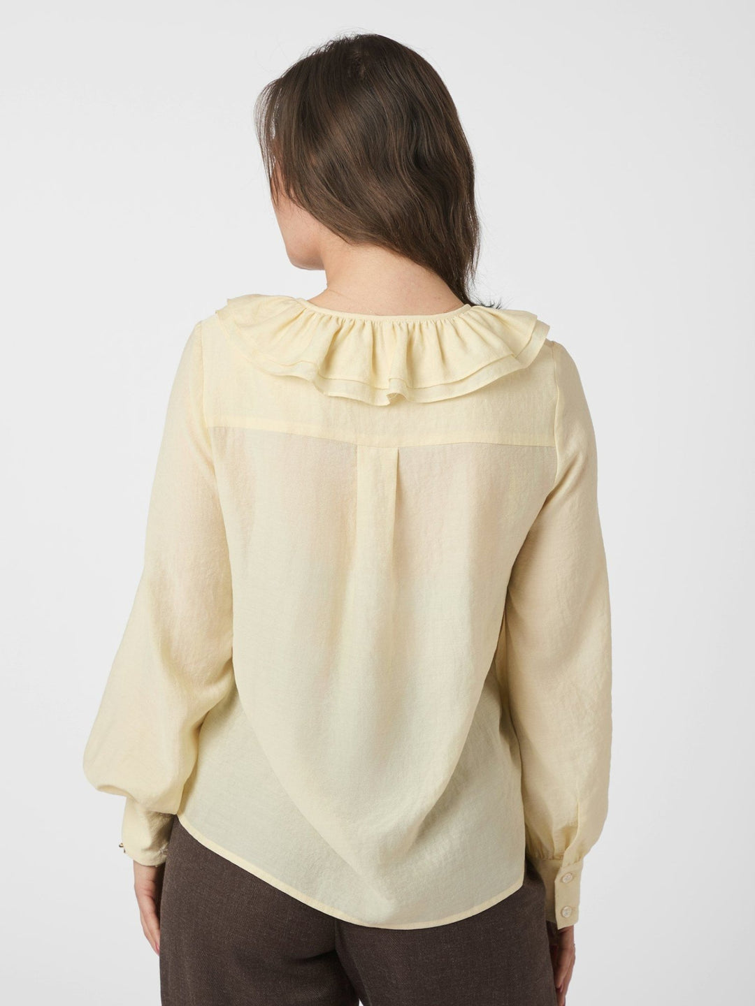 Katarina Crepe Ruffle Pusero Light Yellow - Neo Noir - My Milou