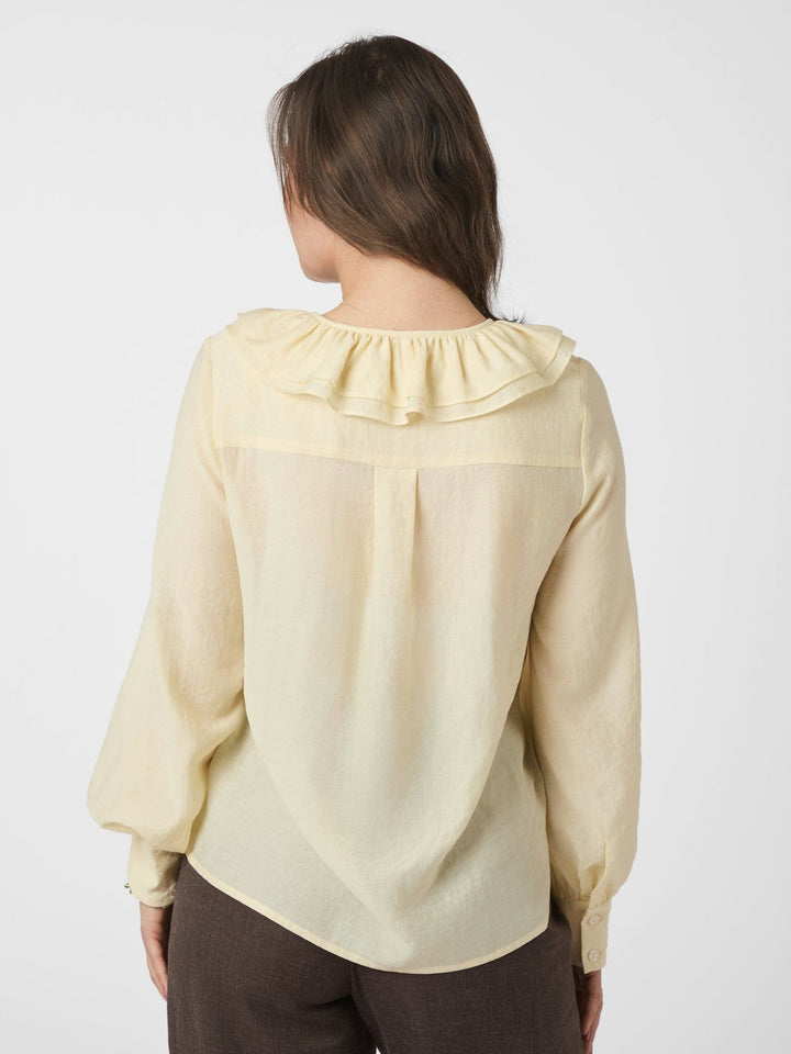 Katarina Crepe Ruffle Pusero Light Yellow - Neo Noir - My Milou