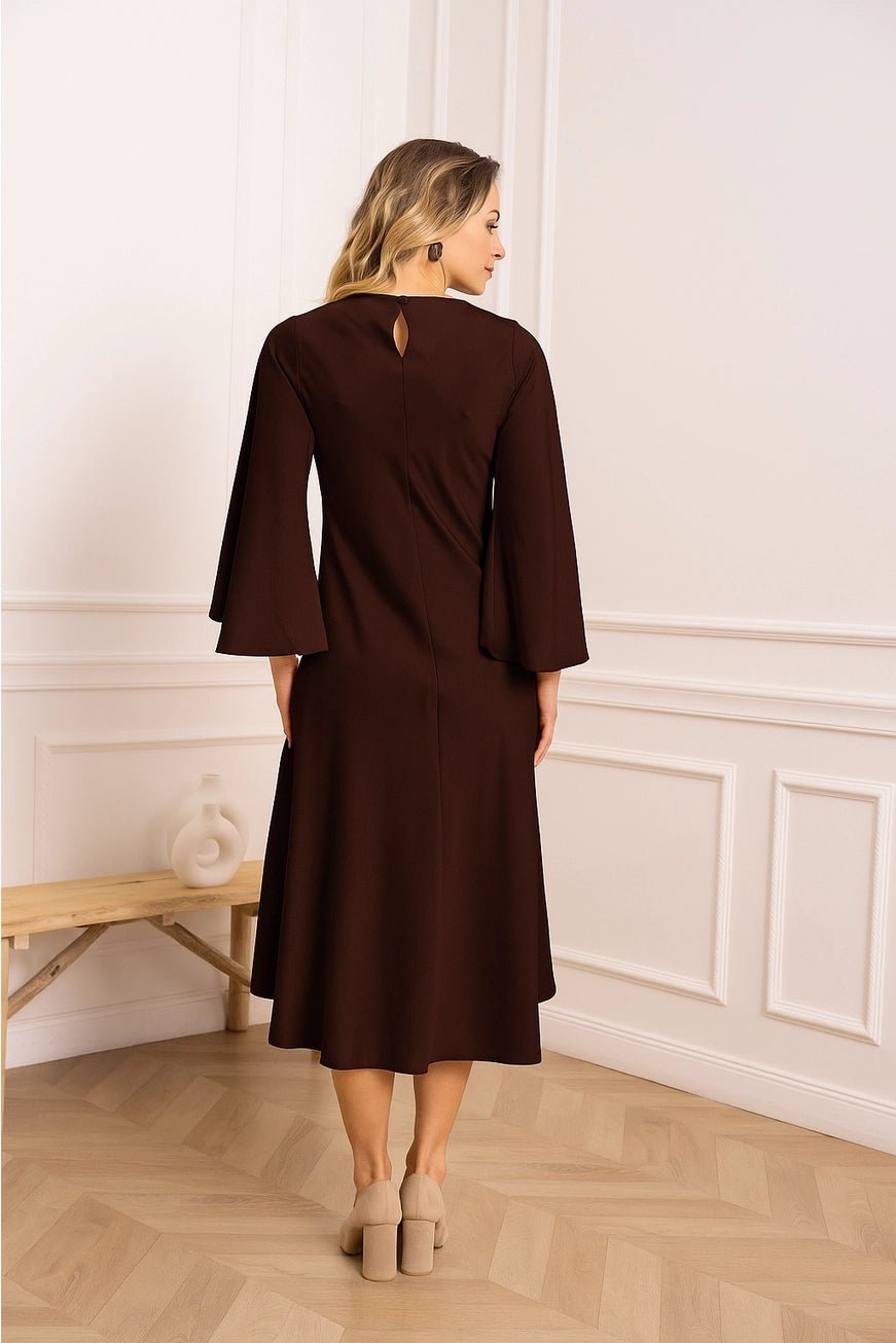 Kate Midi Dress in Silky Satin Choco - CHOKLATE PARIS - My Milou