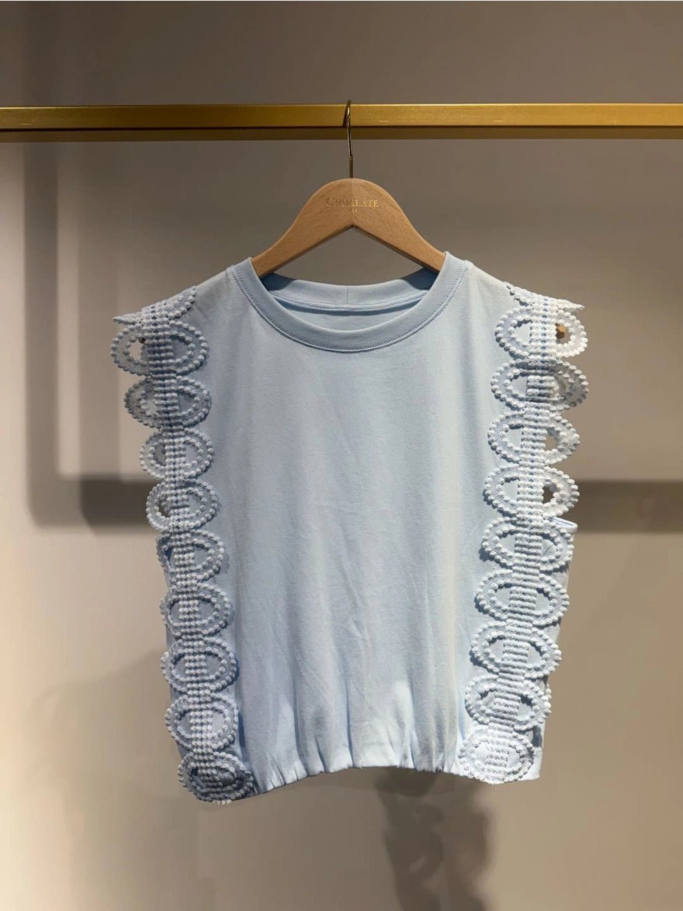 Lace Cotton Crop Top Light Blue - CHOKLATE PARIS - My Milou