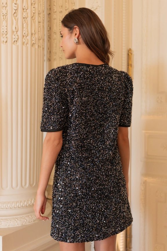 Laura V - Neck Sequin Dress Black - CHOKLATE PARIS - My Milou