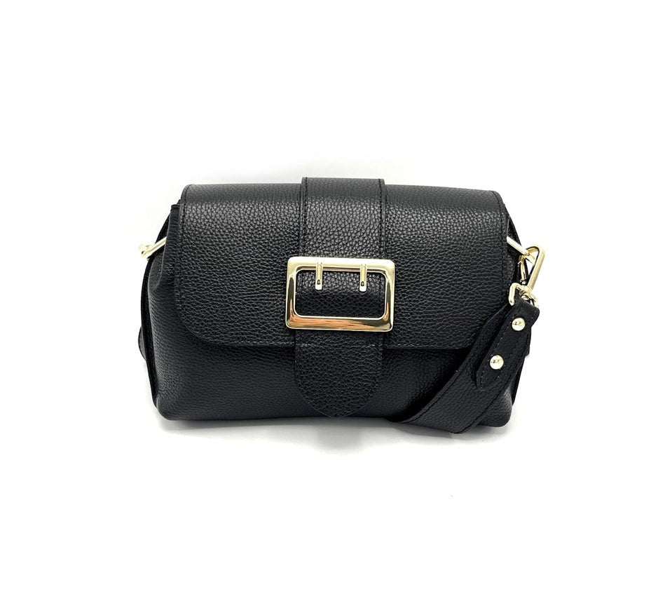 Leather Bag w Buckle Decoration Black - My Milou - My Milou