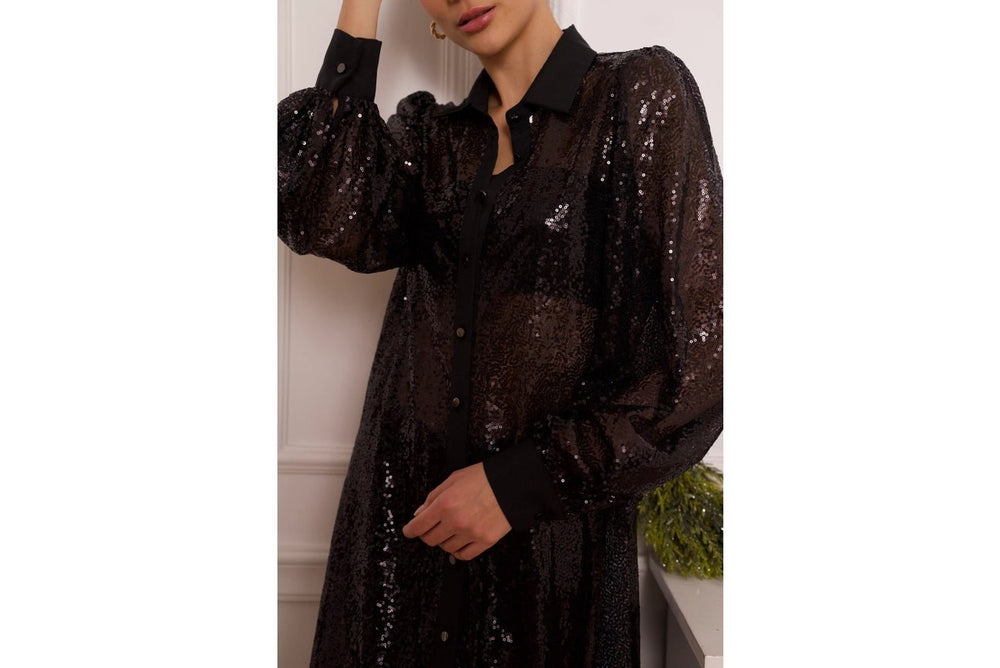 Long Sequin Dress Jacket Black - CHOKLATE PARIS - My Milou