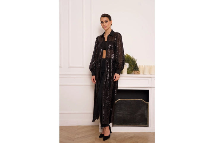 Long Sequin Dress Jacket Black - CHOKLATE PARIS - My Milou