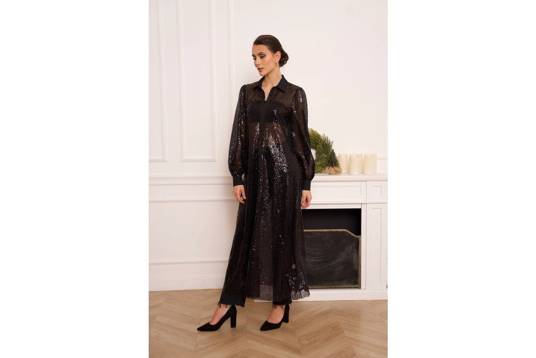 Long Sequin Dress Jacket Black - CHOKLATE PARIS - My Milou