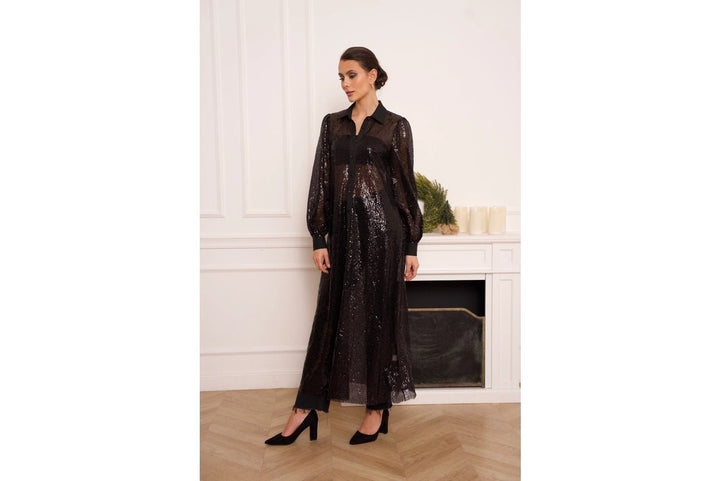 Long Sequin Dress Jacket Black - CHOKLATE PARIS - My Milou