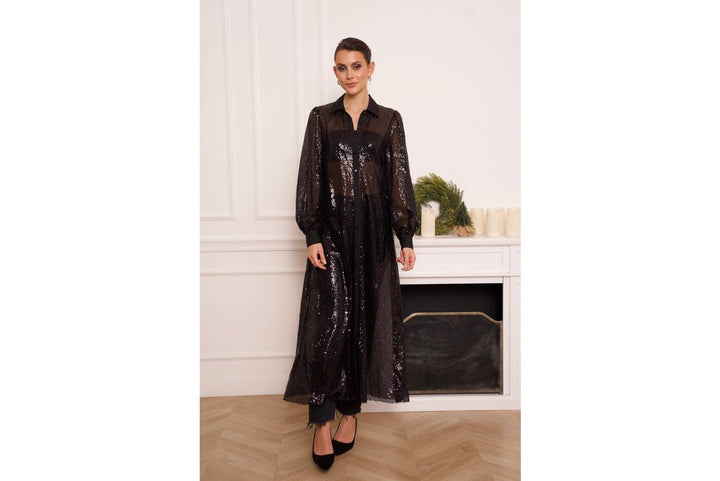 Long Sequin Dress Jacket Black - CHOKLATE PARIS - My Milou