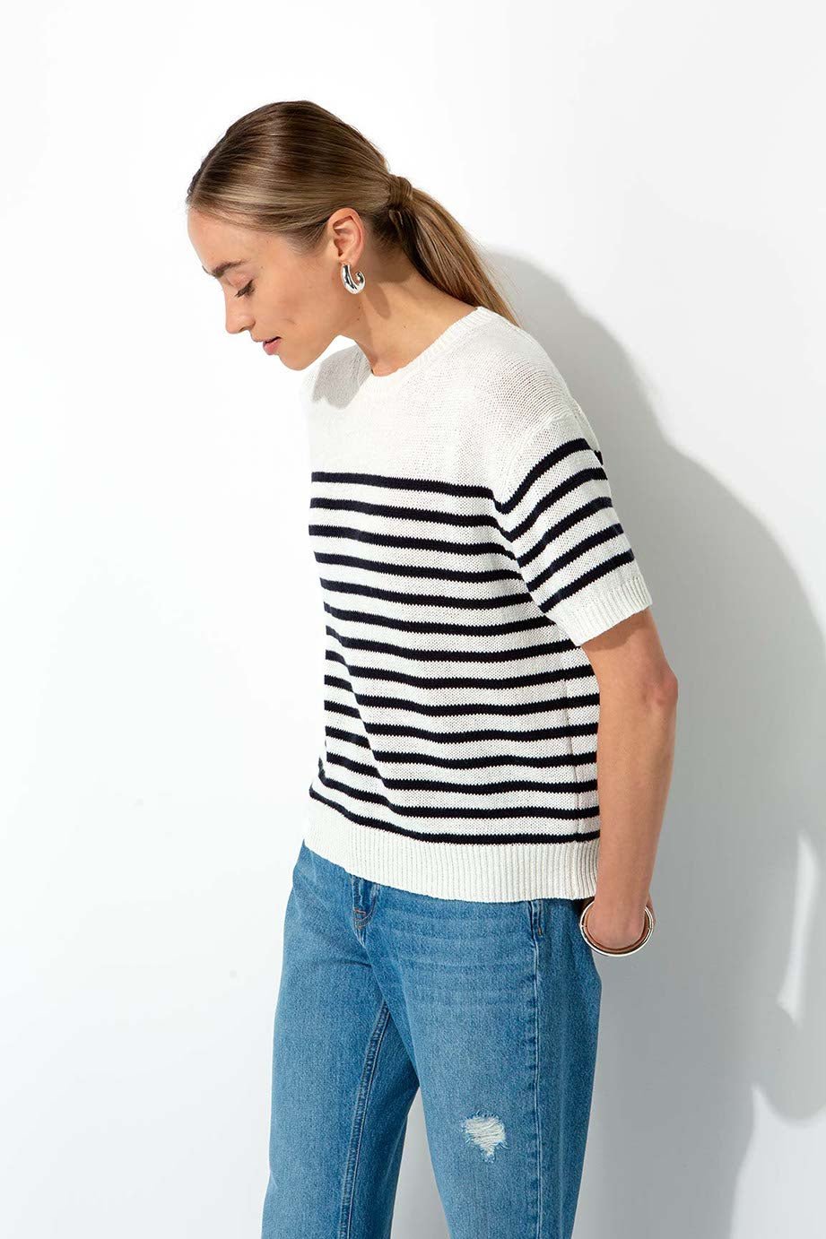 Lyhythihainen Raidallinen Neule Navy - CATNOIR - My Milou