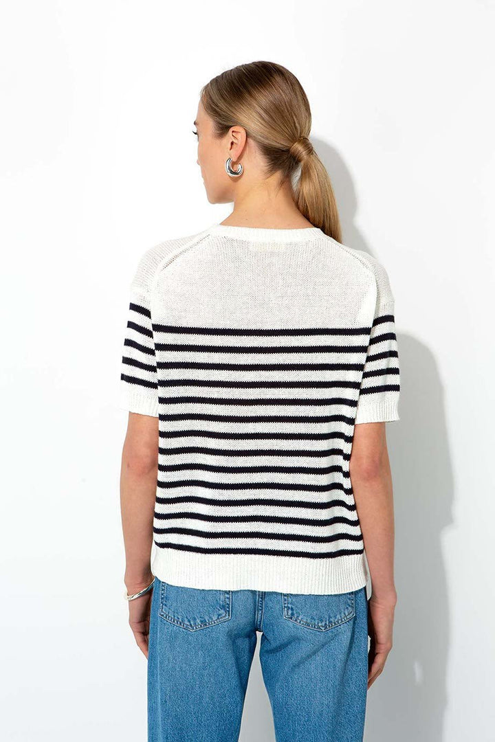 Lyhythihainen Raidallinen Neule Navy - CATNOIR - My Milou