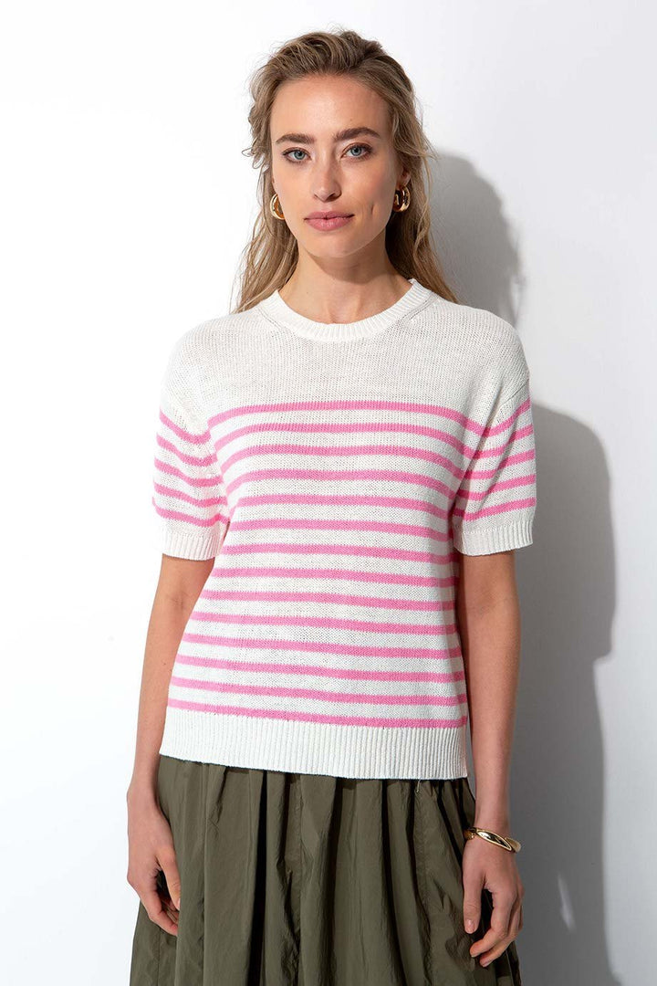 Lyhythihainen Raidallinen Neule Soft Pink - CATNOIR - My Milou