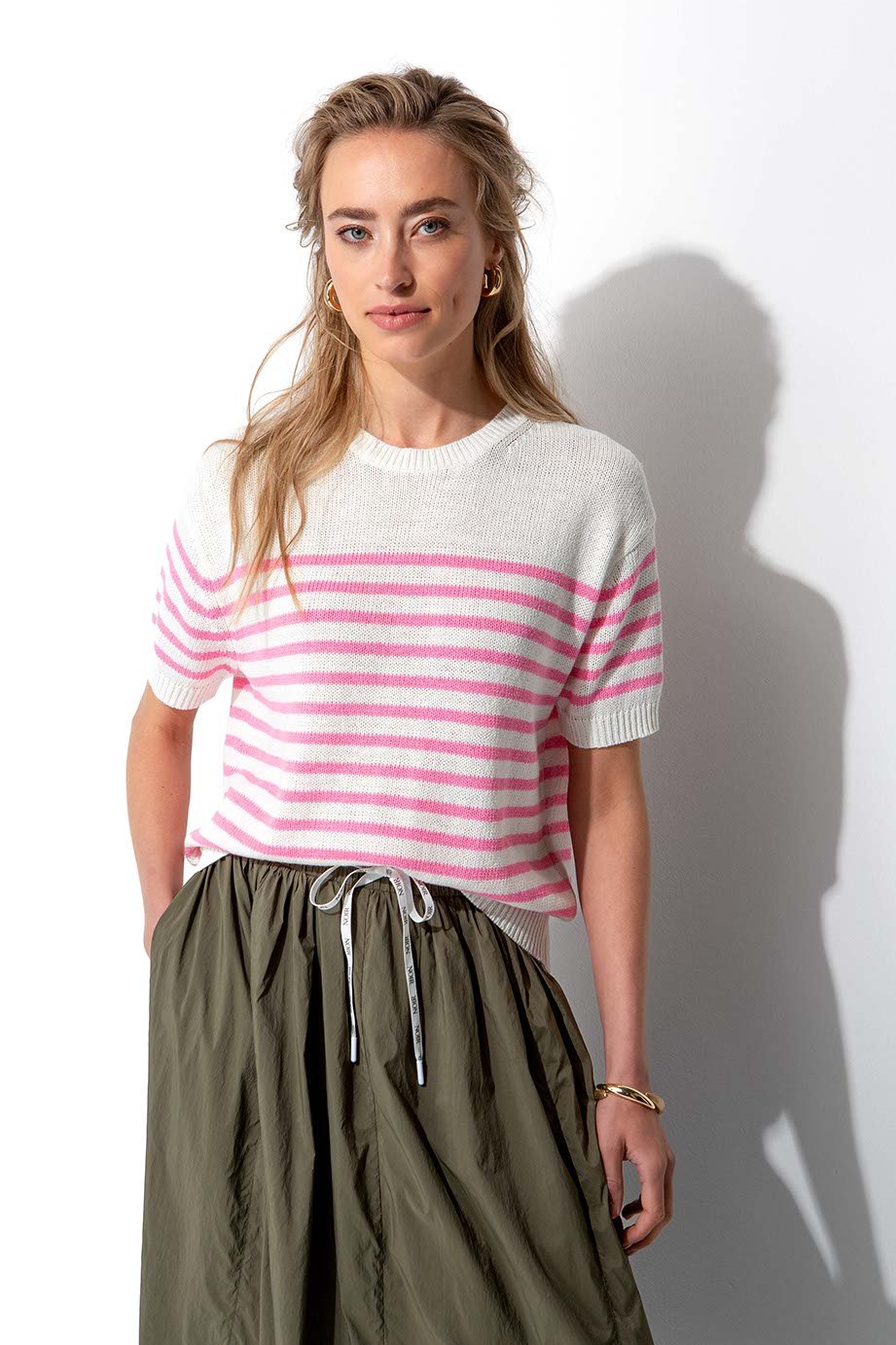 Lyhythihainen Raidallinen Neule Soft Pink - CATNOIR - My Milou