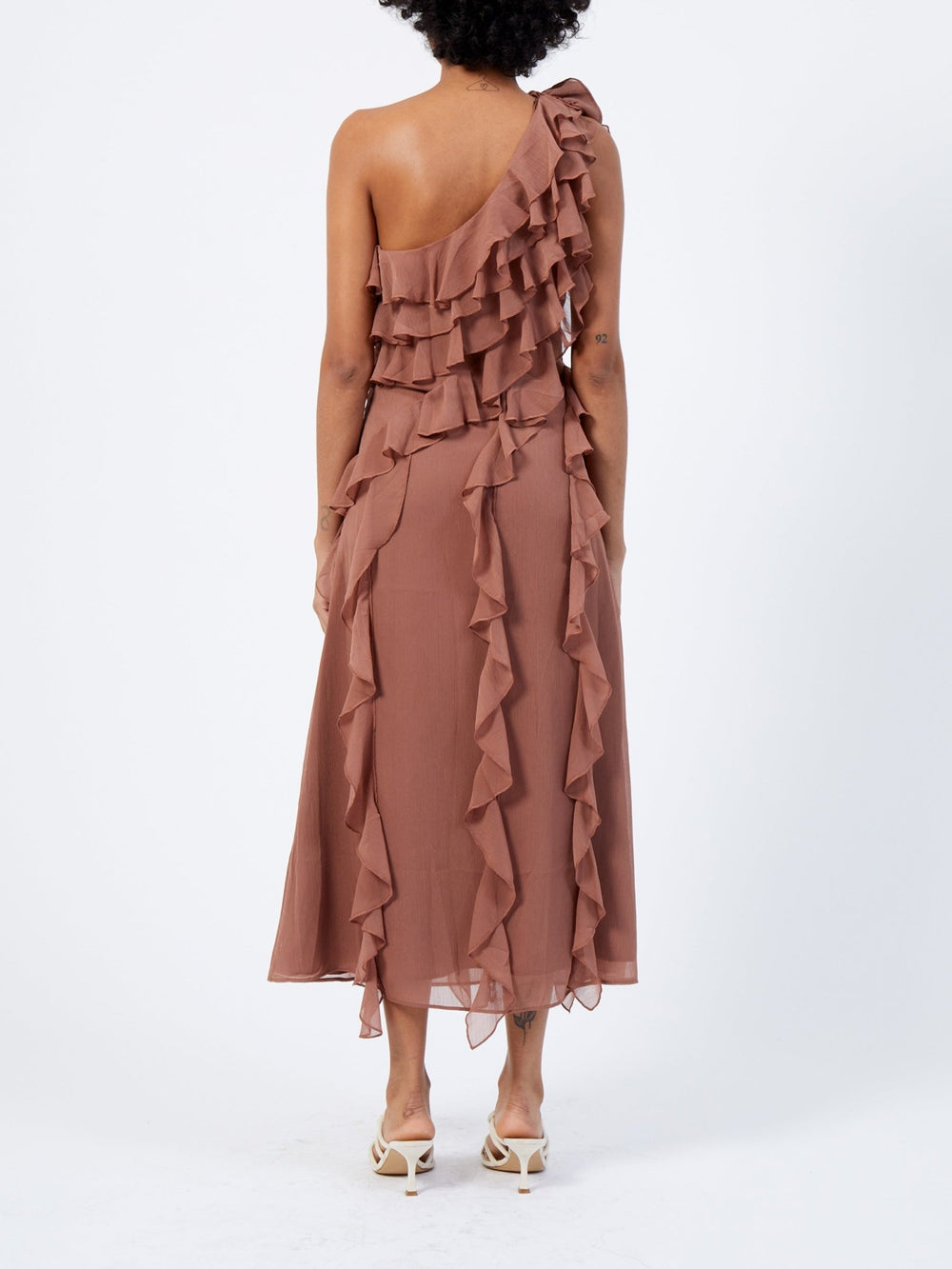 Oskar Georgette Ruffle Mekko Mocha - French Connection - My Milou