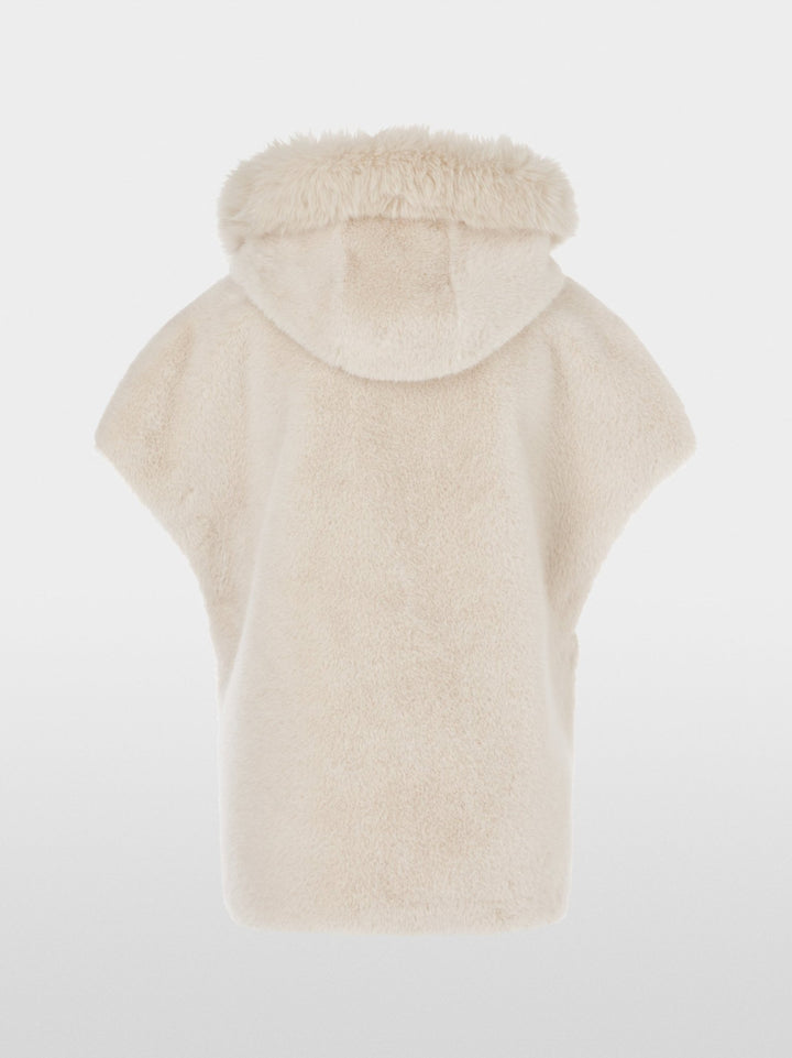 Oversized Hooded Vest in Fun Fur Smoke - Marc Cain - My Milou