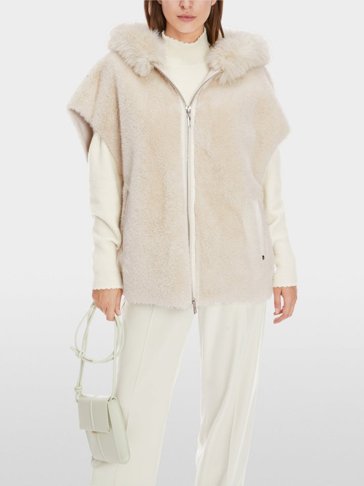 Oversized Hooded Vest in Fun Fur Smoke - Marc Cain - My Milou