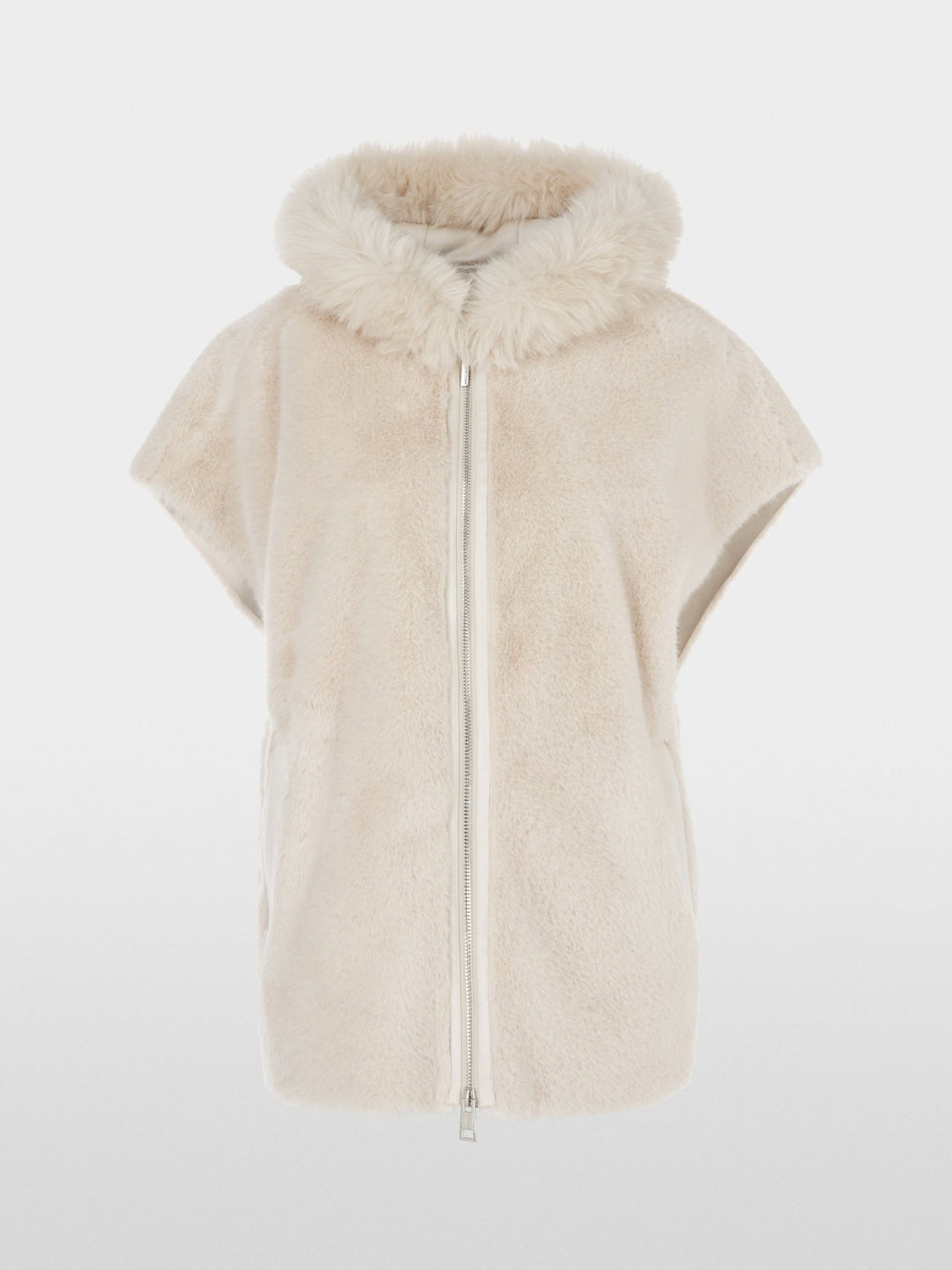 Oversized Hooded Vest in Fun Fur Smoke - Marc Cain - My Milou