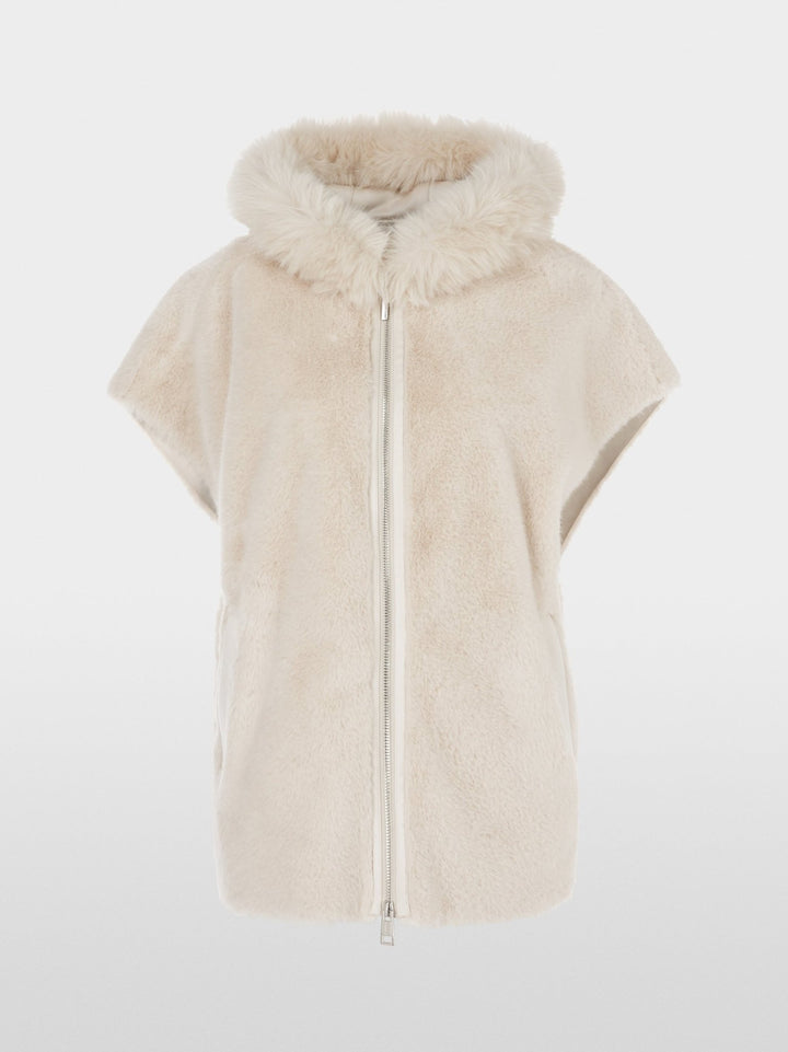 Oversized Hooded Vest in Fun Fur Smoke - Marc Cain - My Milou