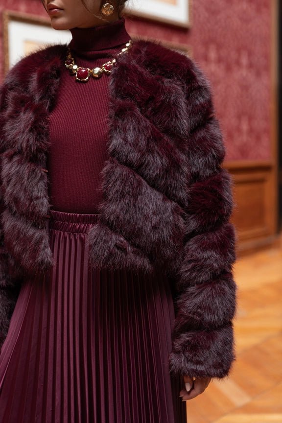 Paula Short Faux Fur Takki Bordeaux One Size - CHOKLATE PARIS - My Milou