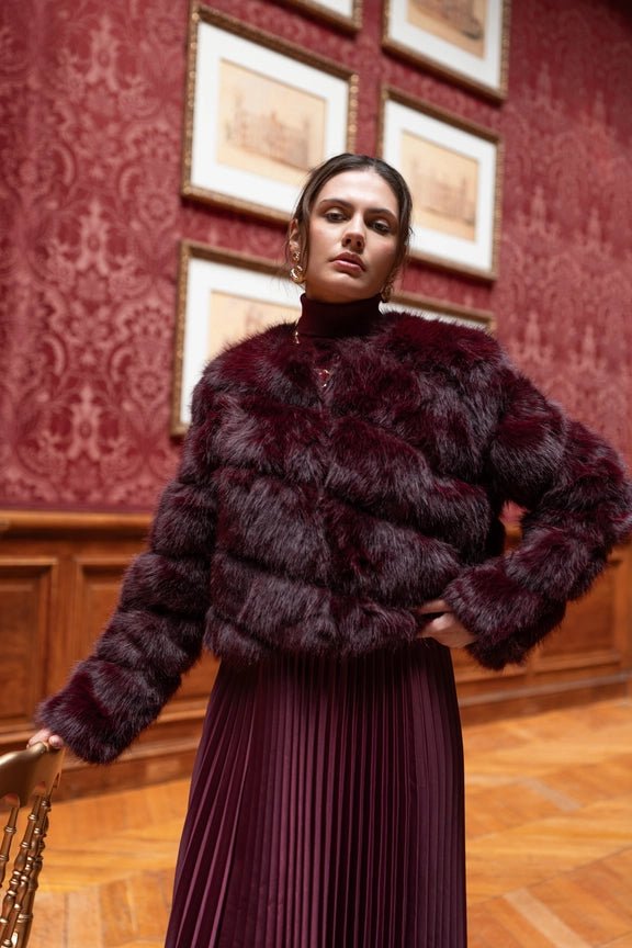 Paula Short Faux Fur Takki Bordeaux One Size - CHOKLATE PARIS - My Milou