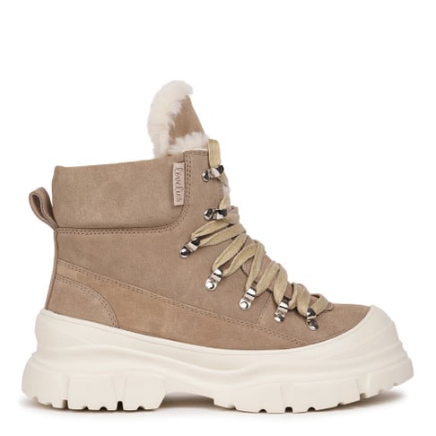 Pecol Low Shearling Boots W/ Laces Taupe - Lovelies Studio - My Milou