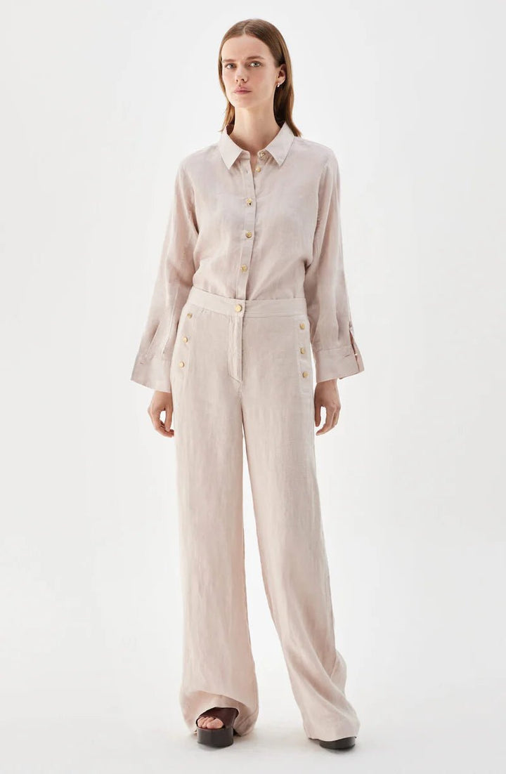 Pim Wide Linen Housut Light Rose - Busnel - My Milou