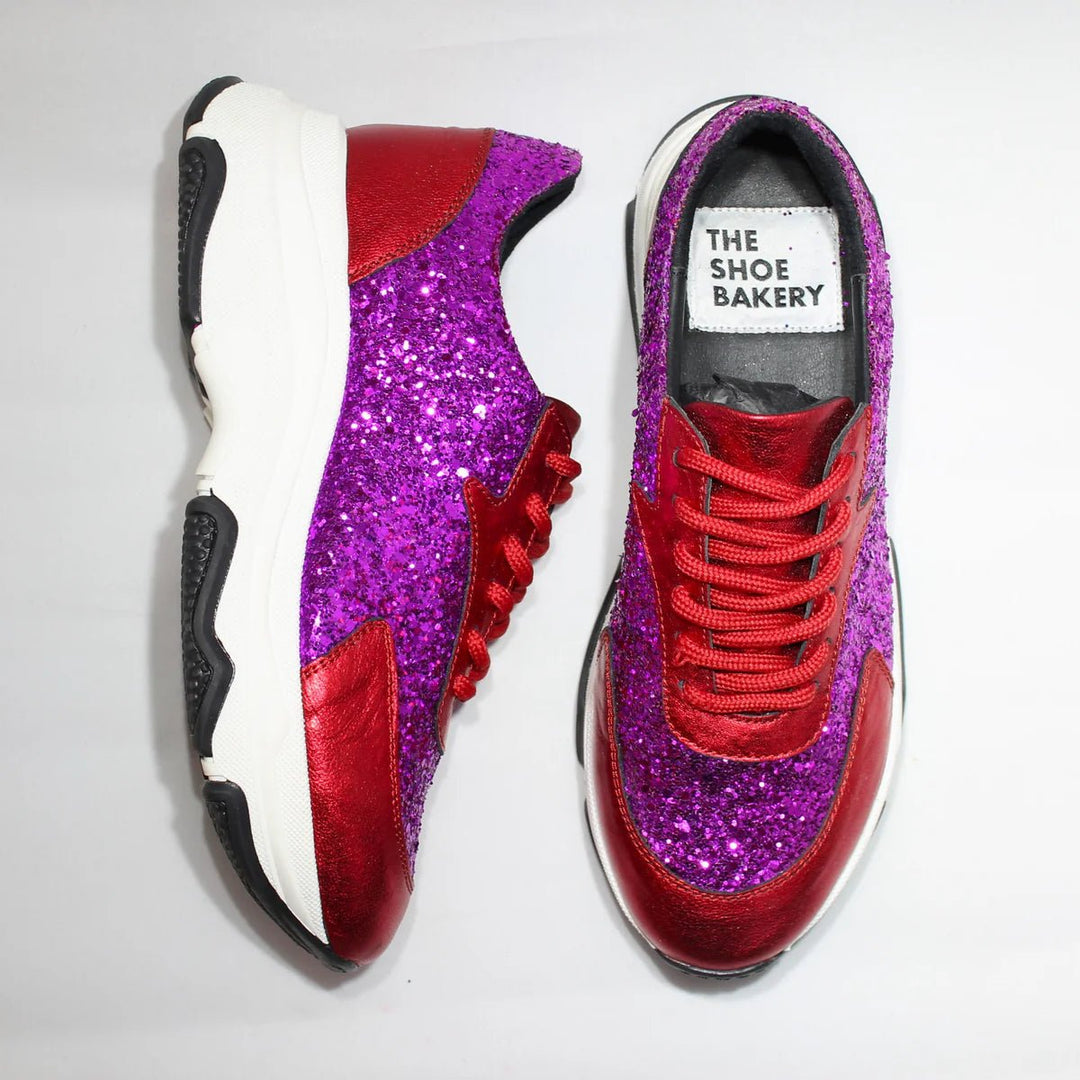 Poppy Sneaker Magenta/Red Glitter - The Shoe Bakery - My Milou