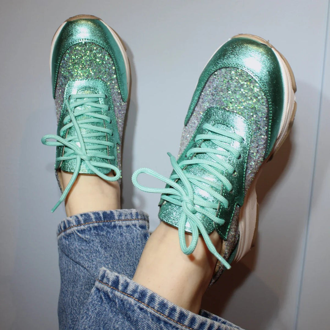 Poppy Sneaker Turqoise Glitter - The Shoe Bakery - My Milou