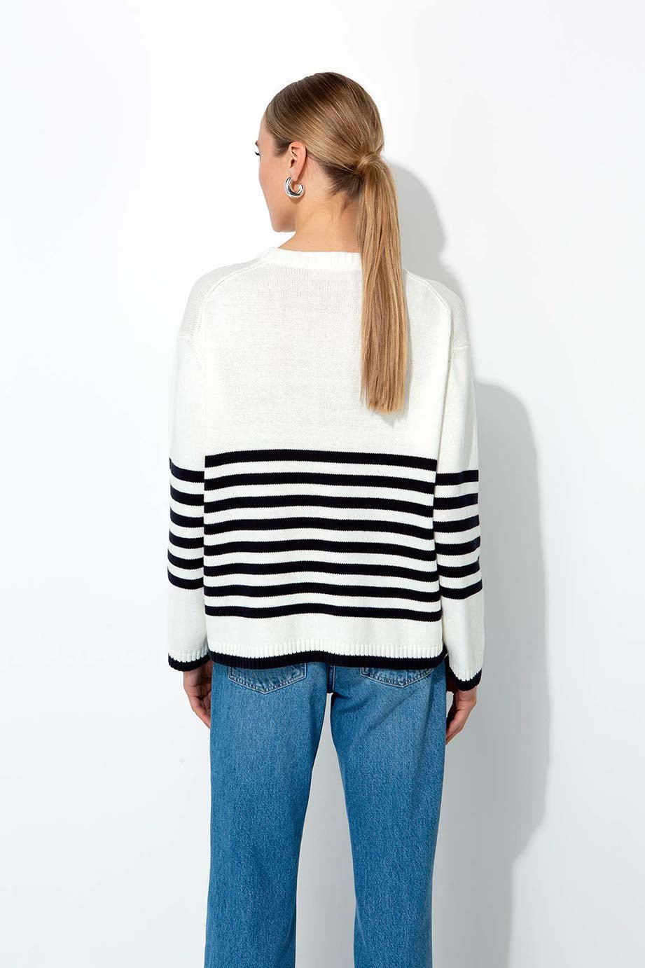 Raidallinen Puuvillaneule Navy - CATNOIR - My Milou