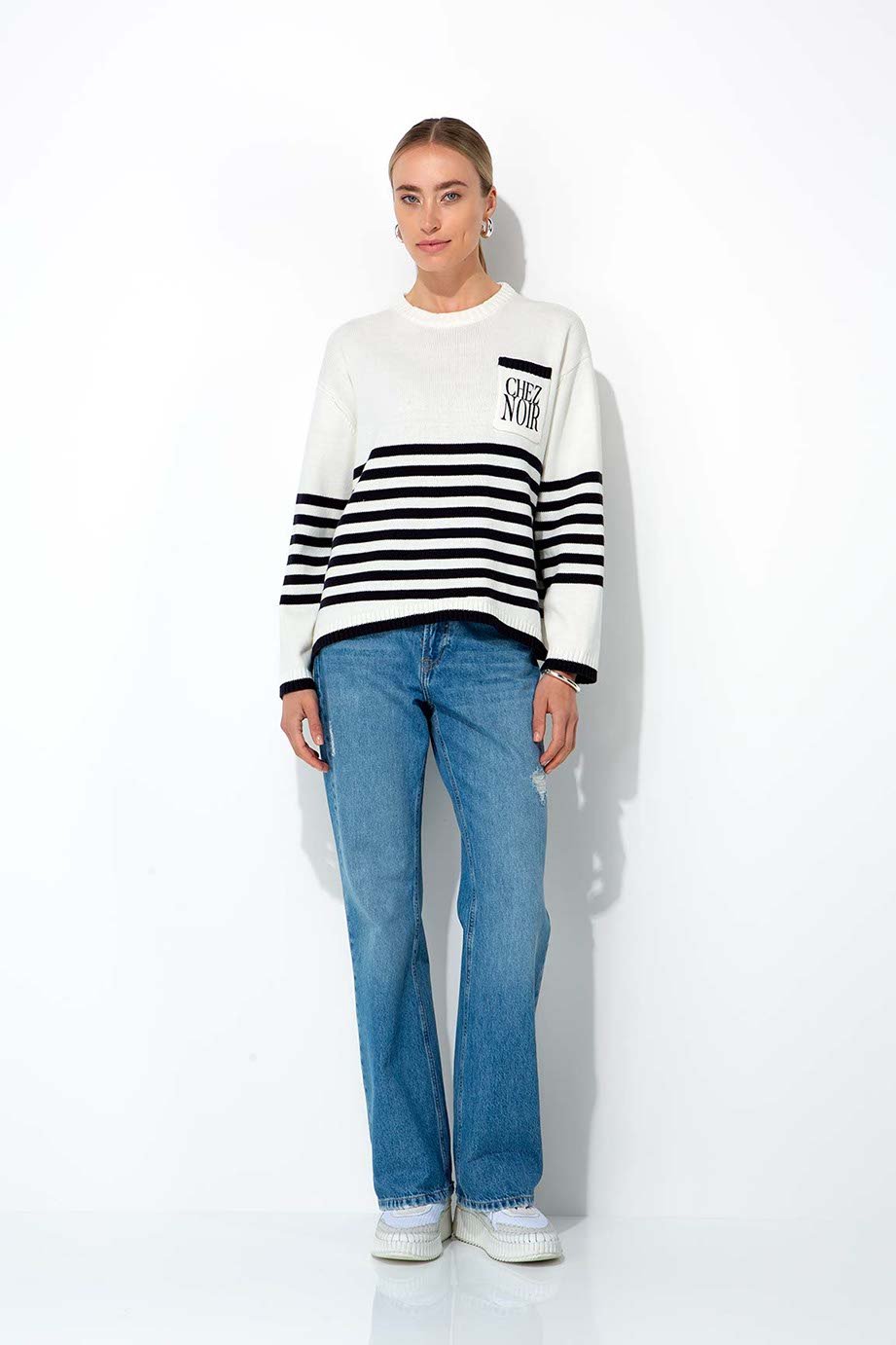 Raidallinen Puuvillaneule Navy - CATNOIR - My Milou