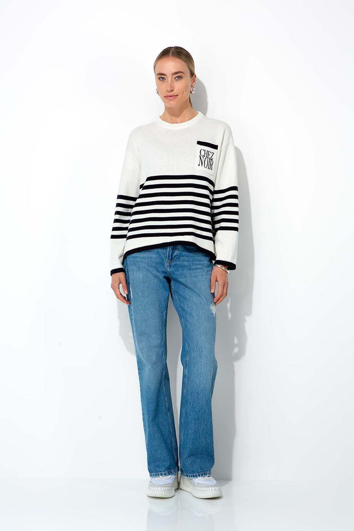 Raidallinen Puuvillaneule Navy - CATNOIR - My Milou