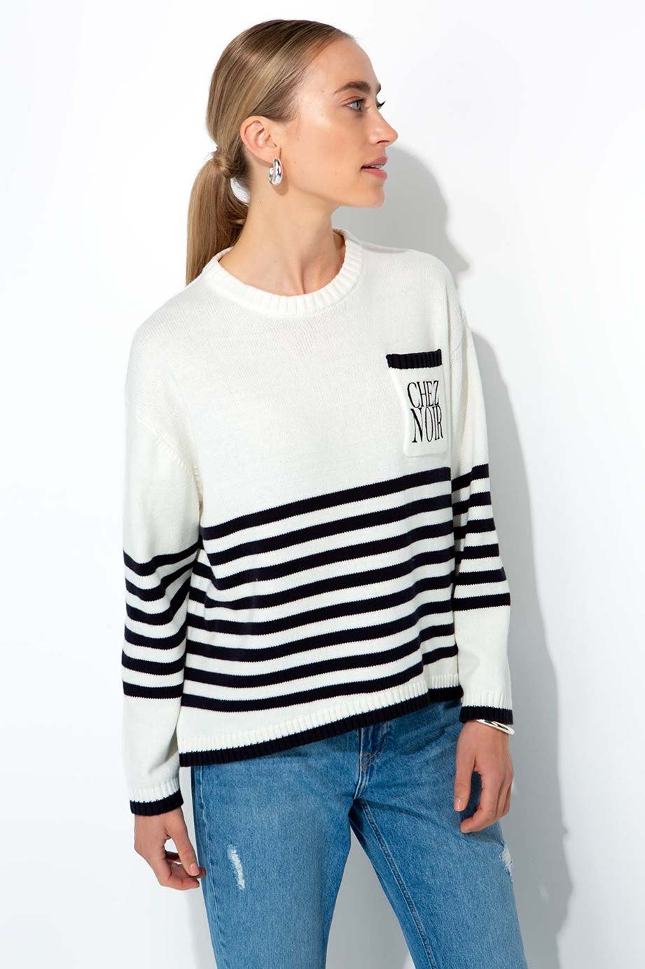 Raidallinen Puuvillaneule Navy - CATNOIR - My Milou