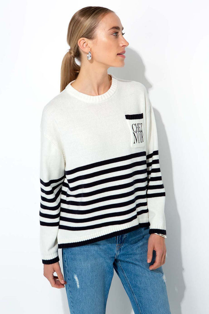 Raidallinen Puuvillaneule Navy - CATNOIR - My Milou