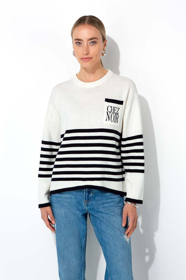 Raidallinen Puuvillaneule Navy - CATNOIR - My Milou