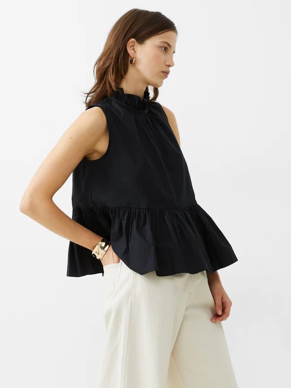 Rhodes Poplin Peplum Toppi Black - French Connection - My Milou