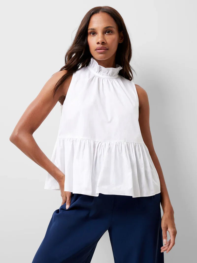 Rhodes Poplin Peplum Toppi White - French Connection - My Milou