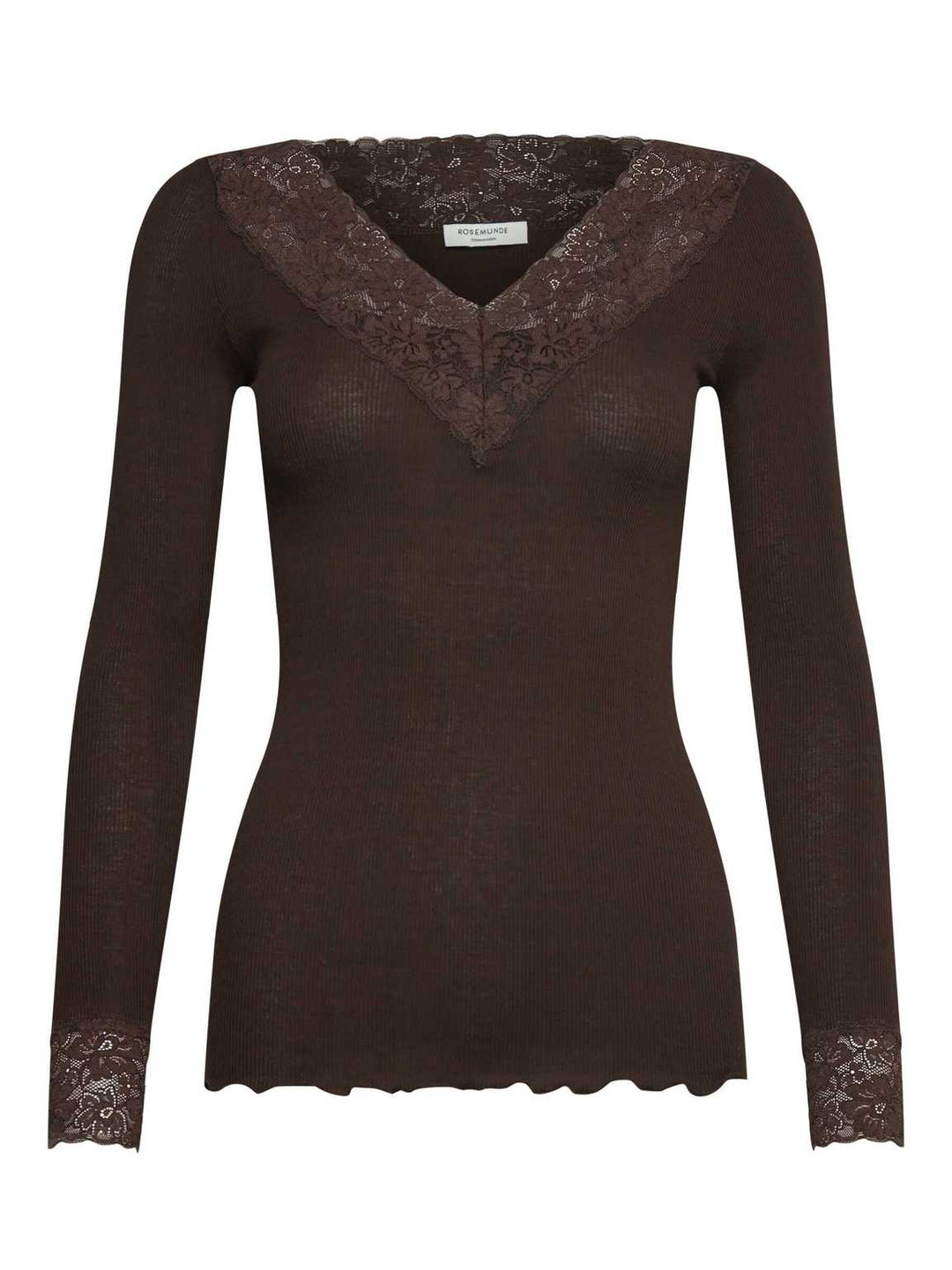 RWBernadine Organic LS V-neck Lace Pusero Mole - Rosemunde - My Milou