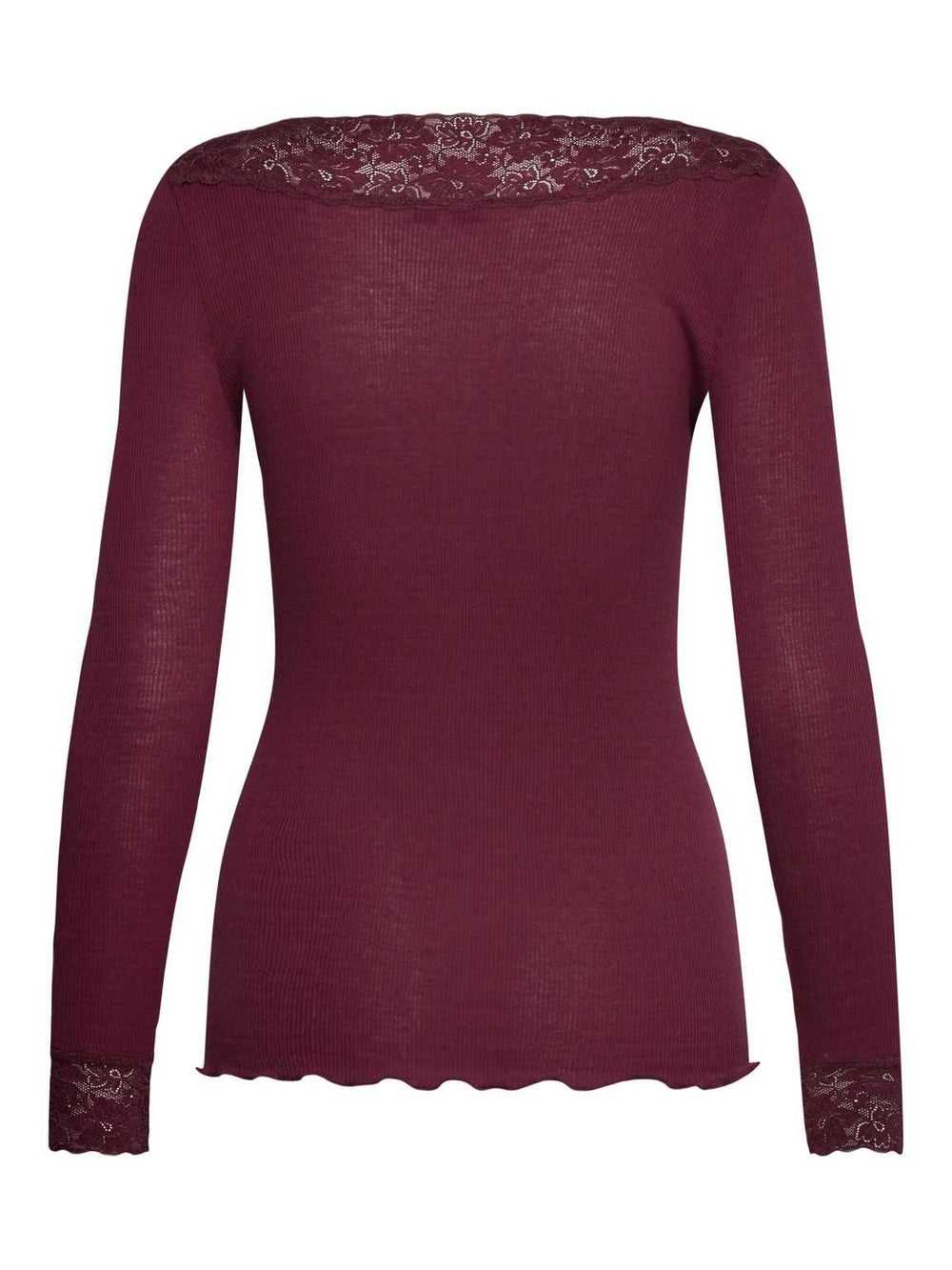 RWBernadine Organic LS V-neck Lace Pusero Windsor Wine - Rosemunde - My Milou